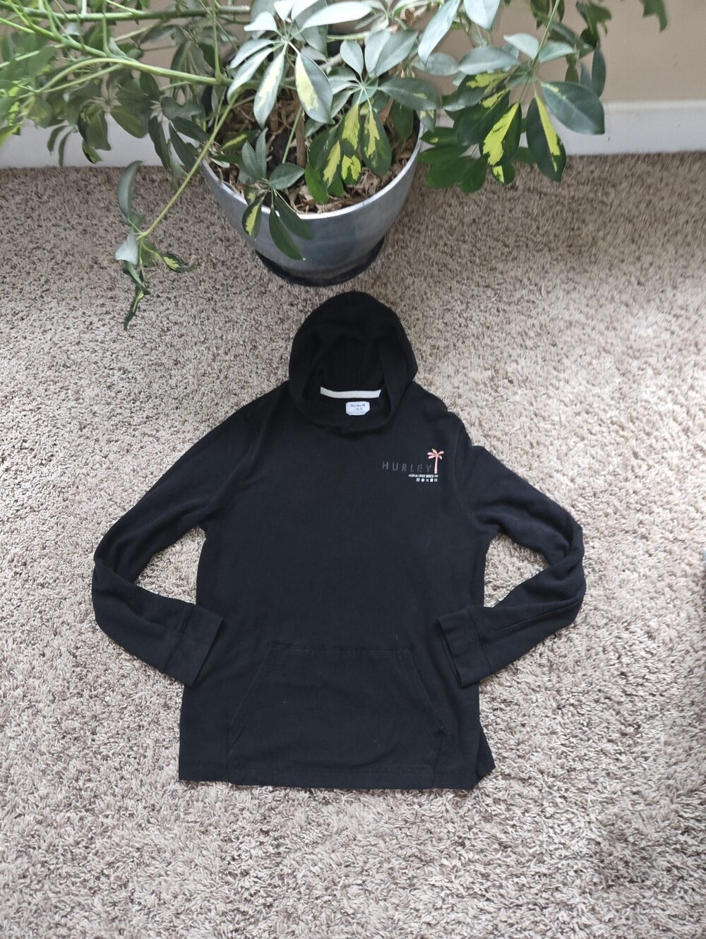 Hurley Waffle Knit Hooded Long Sleeve Wmns Sz Lg